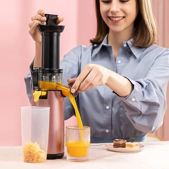 Portable Blender Automatic Small Masticating Juicer Machines Compact Slow Juicer Cold Press 120W Motor Reverse Function Higher Juice Yield