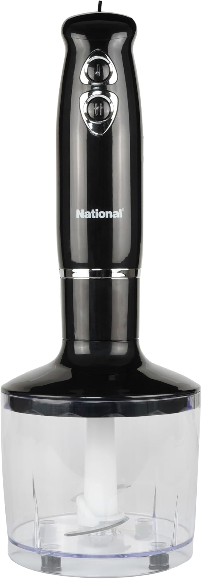 National NA-3104HB 4-in-1 Multi-Purpose Immersion Hand Blender Blend Puree Mash Chop and Whisk Two Speeds Splash Control and ETL Approved with Interchangeable Attachments (Black)