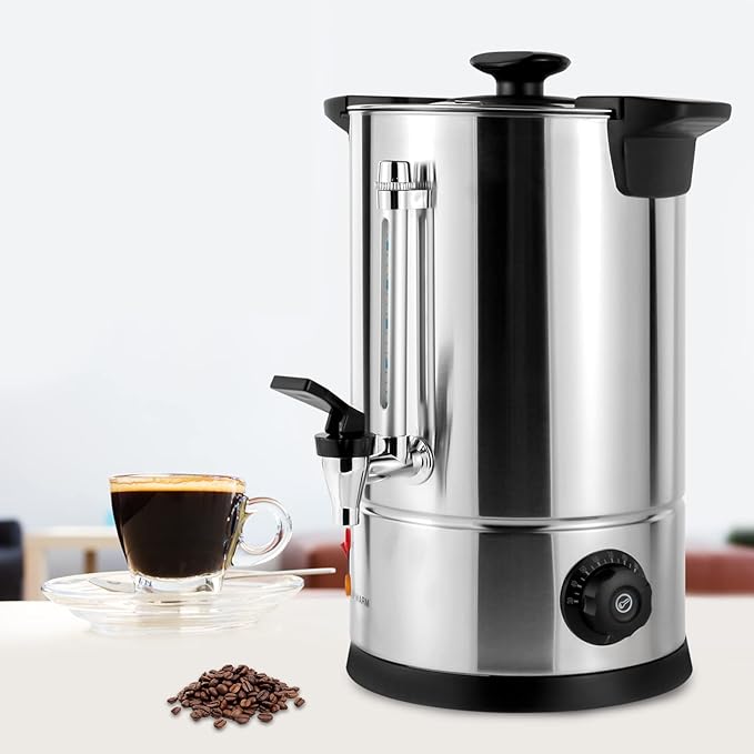 Commercial Coffee Maker Premium Coffee Machine Large Stainless Steel Catering Hot Water Boiler Tea Urn Double Wall Coffee Percolator for Events Offices Parties Catering Gathering