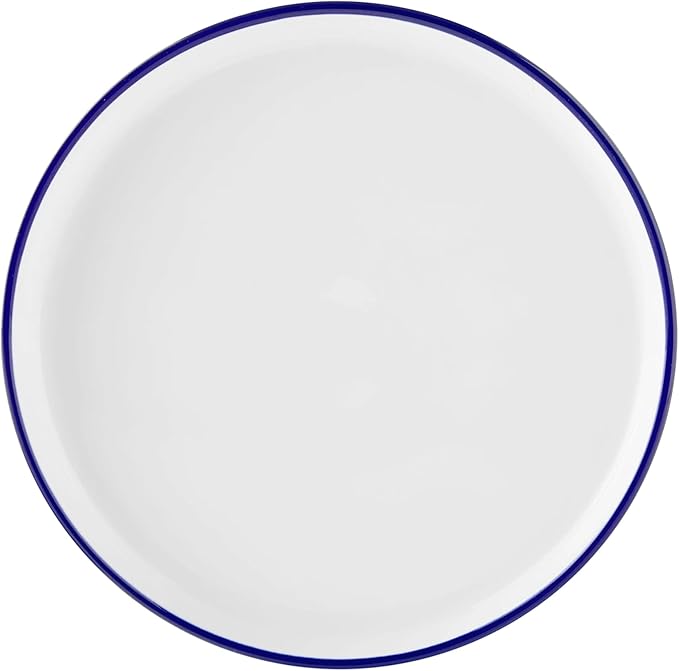 CNEIESD12-Piece Blue-Rim Glazed Stoneware Dinnerware Set – Modern Minimalist Home Dining
