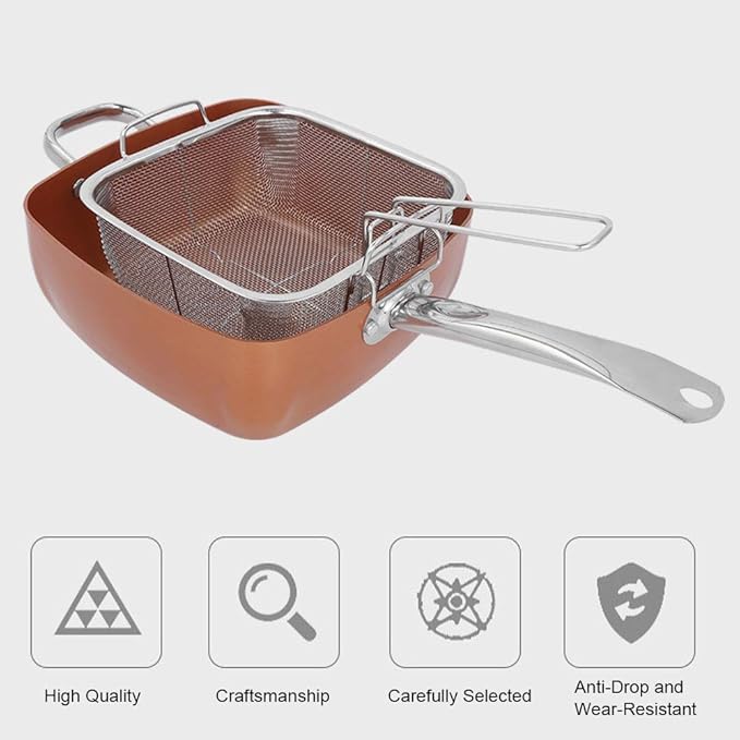 4Pcs/Set Stainless Saucepan 6 Quart Non-stick Frying Pan Steaming Pan Stew Pot Multifunctional Square Pan Kitchen Supplies with Tempered Glass Lid Multipurpose Use for Home Kitchen or Restaurant
