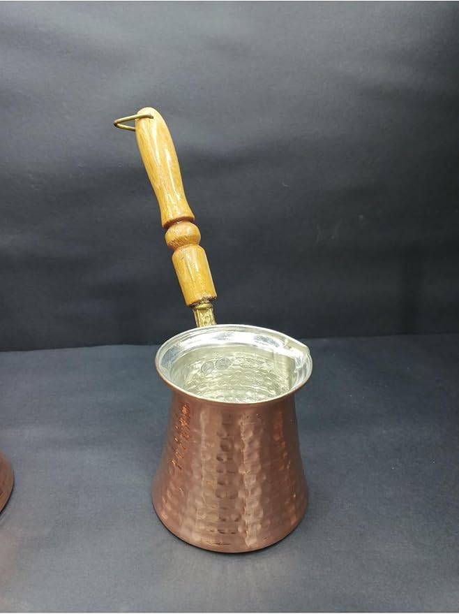 Copper Coffee Pot Set 3 Piece Traditional Turkish Coffee Maker Set Small Medium Large Sizes for Authentic Brewing One Size - Copper One Size