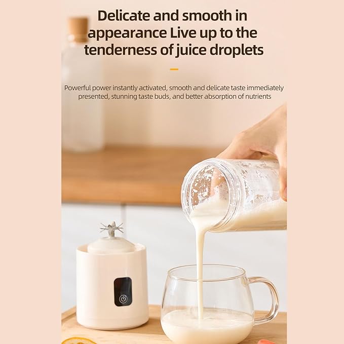 Diydeg Portable Blender Rechargeable Electric USB Juicer Blender 500ml Large Capacity with 1500mAh Battery and Stainless Steel Blades Mini Blenders for Fruit Smoothies and Shakes (White)