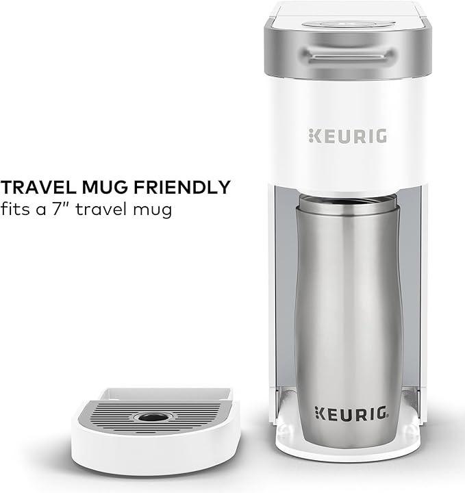 Keurig K-Slim Single Serve K-Cup Pod Coffee Maker Multistream Technology 3 Brew Sizes Slim and Sleek Design 46oz Removable Reservoir White