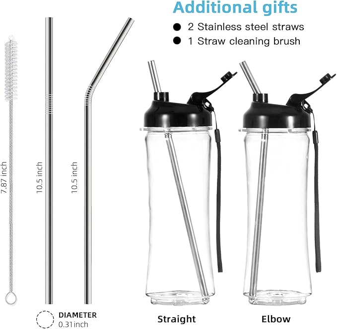 La Reveuse Smoothie Blender Personal Size 300 Watts with 2 Pieces 18 oz BPA-free Travel Sports BottlesPink