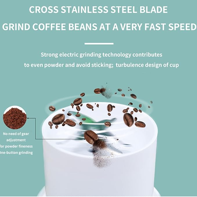 Portable Coffee Grinder and Blender Smoothies with 12Oz BPA Free Personal Travel Cup Durable Stainless Steel Mix Blender with Metal Coffee Filter USB Rechargeable(White)