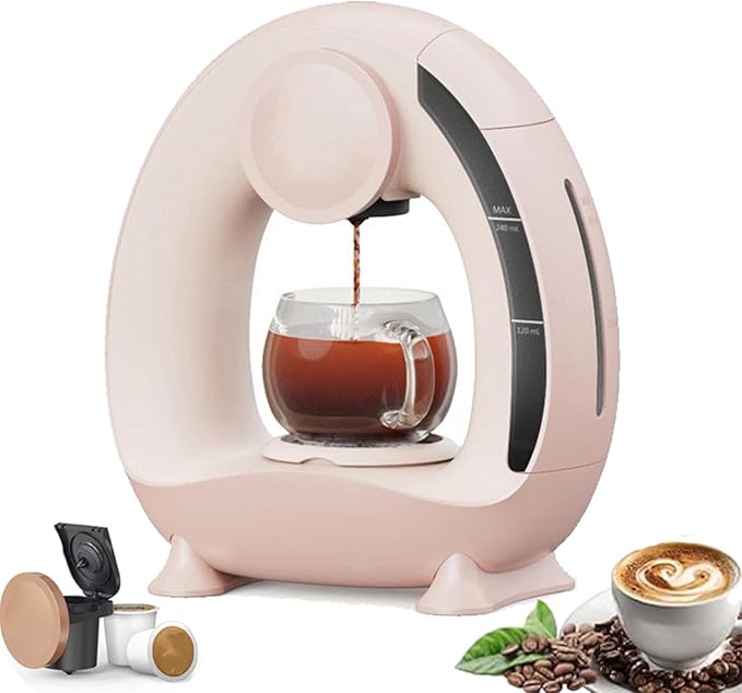 Portable Drip Coffee Maker Single-Serve Coffee Maker 85 °C Constant Temperature 20S Fast Heating Extraction 240ml Removable Water Tank for Office Home Pink-K-CUPcapsule