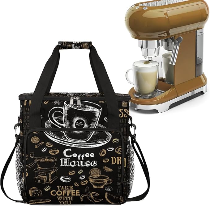 cfpolar Coffee Maker Storage Bag Waterproof Travel Carrying Storage Tote Bag Organizer Case Compatible with K-Mini or K-Mini Plus And Suitable for Other Accessories With Pockets for K-Cup Pods