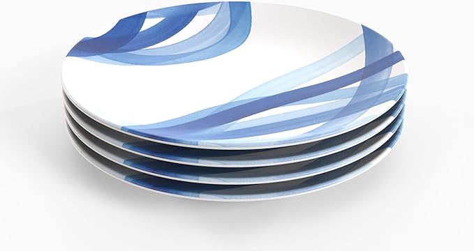 TervisHome Melamine Dinner Plates - Set of 4 | Yao Cheng Azure Collection | Durable Stoneware-like Quality Dishwasher Safe Perfect for Indoor and Outdoor Use