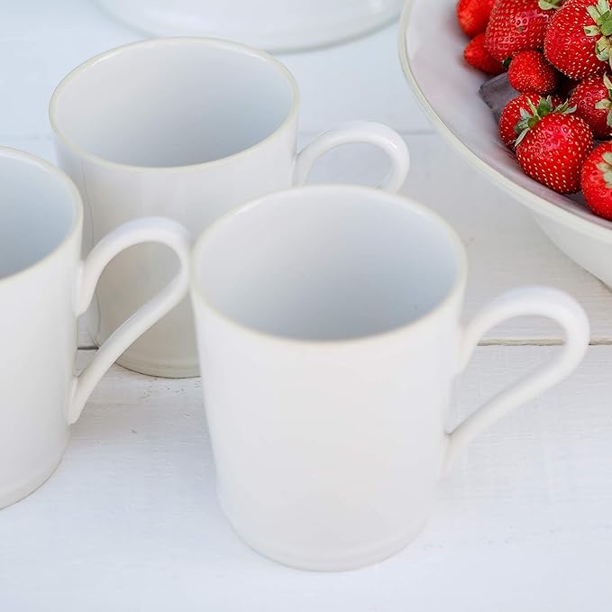 Costa Nova Ceramic Stoneware 5-Piece Place Setting Service for 1 - Beja Collection White &amp Cream | Microwave &amp Dishwasher Safe Dinnerware Set | Food Safe Glazing | Restaurant Quality Tablewar
