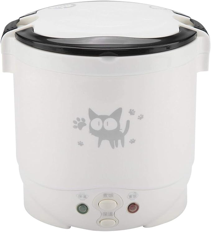 Portable Rice Cooker for Travel Mini 12V 100W 1L Electric Portable Multifunctional Rice Cooker Food Steamer for Cars Can be Used As Electric Lunch Box(white)