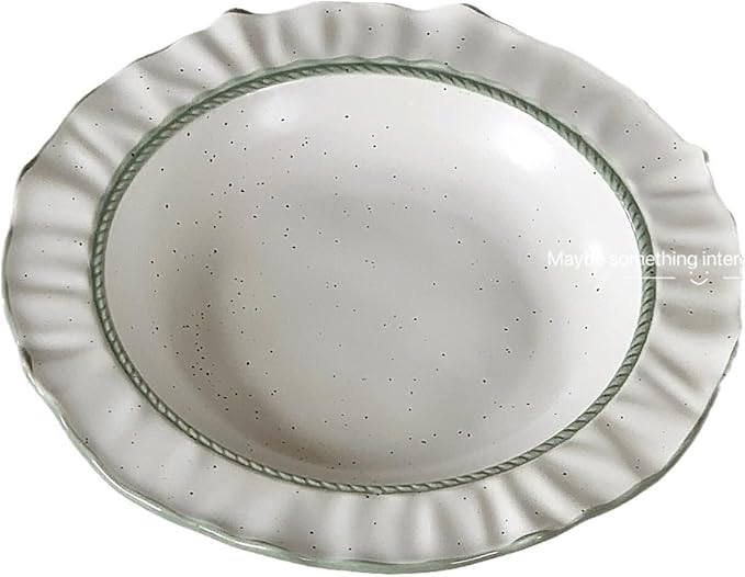 Ceramic Dinnerware Set White with Sesame Lace Design 2-Piece Set with 8.4-Inch Plate and 4.5-Inch Bowl