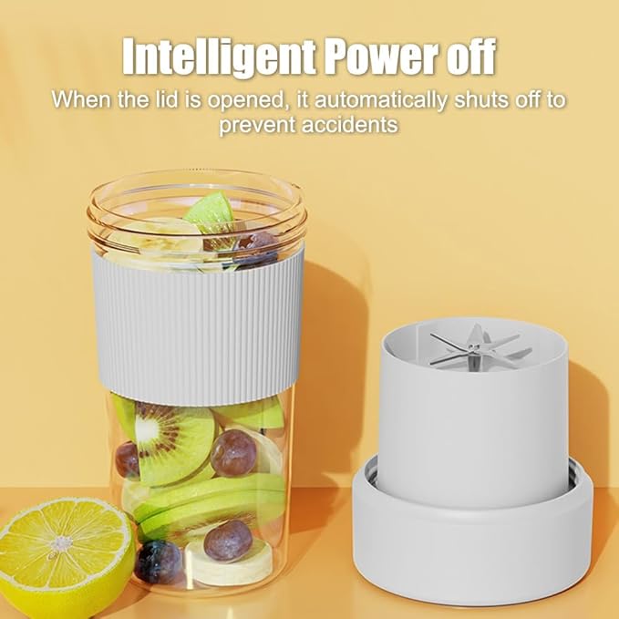 Portable Blender Cup 14Oz Mini Juicer Blender with 6 Blades Rechargeable Handheld Blender for Office Gym Travel