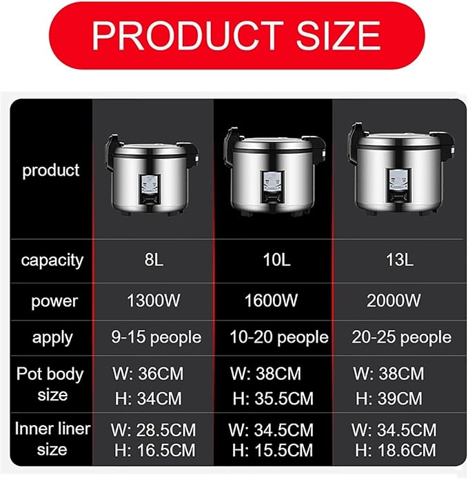 Commercial Rice CookerHousehold Large Stainless Steel Rice Cookerwith Ceramic Glaze Non Stick Inner PotMeasuring Cup &amp Scoop Rice Cooker(8L)