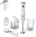 Cordless Hand Blender UTALENT Variable Speed Immersion Blender Rechargeable with 500ml Chopper 600ml container Egg Whisk for Smoothies Baby Food and Soups – White