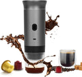 Portable Espresso Machine Wireless Electric 3-in-1 Coffee Maker with Self-Heating 20Bar Compatible with Large/Small Capsules &amp Ground Coffee Ideal for Camping Office Travel (Grey)