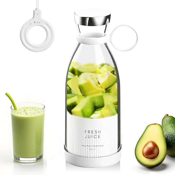 Portable Personal Mini Blender for Smoothies: 11.8 fl oz Small Juicer Cup for Protein Shakes with Wireless Charging - Great for Women Fitness &amp Dieters - Ideal for Gym Travel Office Use