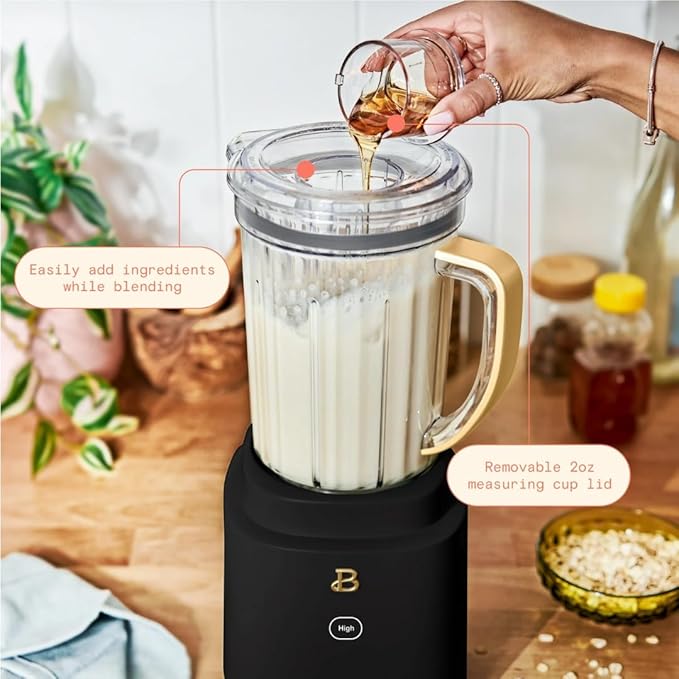 PowerExact Blender System with PrecisionSense Technology 700W Motor 50oz Tritan Jar 20oz Personal Cup Stainless Steel Blades (Black Sesame)
