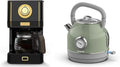 Amaste Black Coffee Maker &amp Green Retro Electric Kettle Set