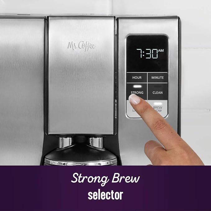 Mr. Coffee 10-Cup Programmable Coffee Maker Insulated Thermal Carafe Brew Strength Selection Brew Now or Later Stainless Steel