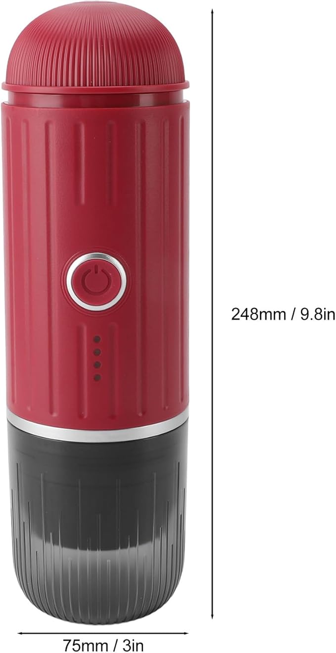 Portable Electric Espresso Machine Self-Heating Automatic Extraction 80ml Mini Coffee Maker for Camping/Travel/RV/Hiking/OfficeUSB-C &amp Car Charger(Black)(Red)