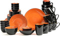 Stoneware Sonoma 56pc Dinnerware Set Black + Speckled Spin Wash Orange