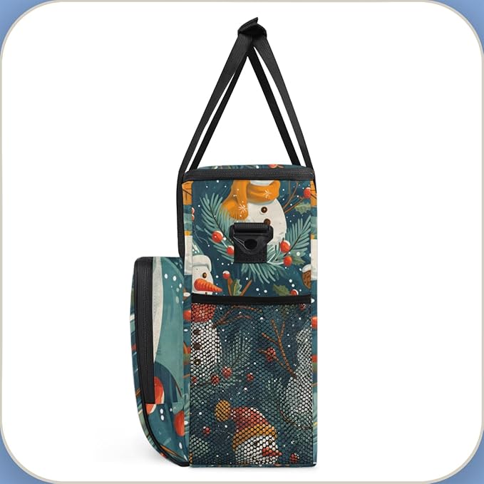 Christmas Snowman Coffee Maker Carrying Bag Cute Snowman Travel Storage Bag Compatible with K-Mini or K-Mini Plus Single Serve Coffee Brewer Carrying Case with Multiple Pockets &amp Shoulder Strap