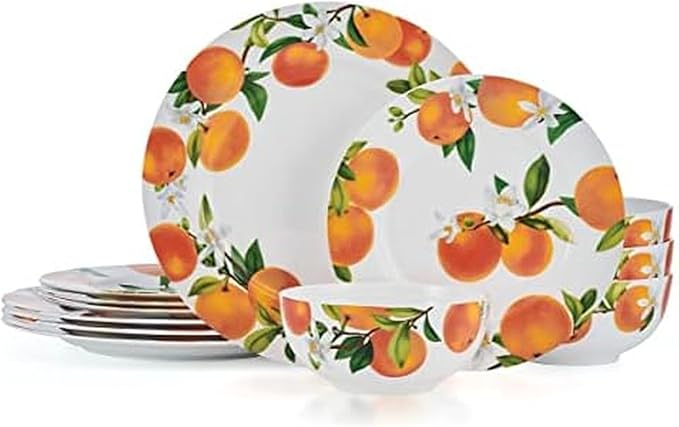 Mikasa Mandarin Bone China Lightweight Chip Resistant 12 Piece Dinnerware Set Service for 4