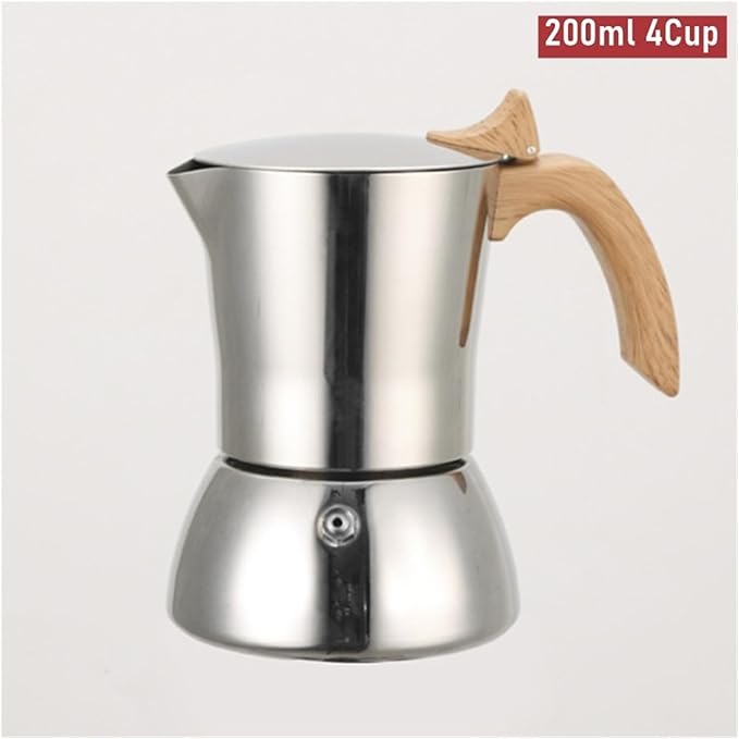 200ml Stovetop Espresso Maker Stainless Steel Coffee Machine 4Cup 6.8 Oz