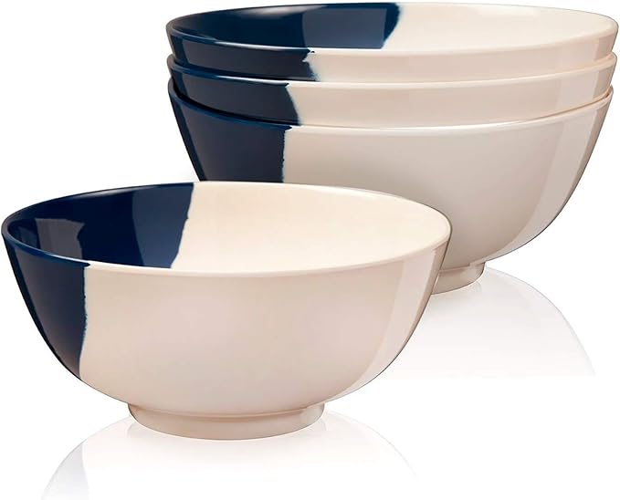 Melamine Serving bowls | Extra Durable Melamine Pasta Salad Bowl | Shatter-Proof and Chip-Resistant | Dishwasher Safe BPA Free | Lightweight Dinnerware Set of 4 | Perfect for Parties Picnics BBQ