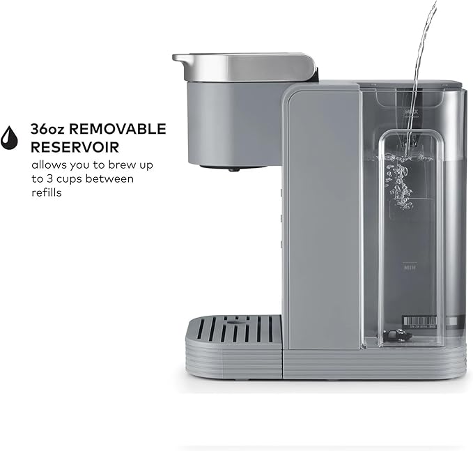 K-Iced Essentials Coffee Maker Single-Serve KCup Pod Brewer with Removable Reservoir and Auto-Off Energy Efficient Includes K Iced Tumbler Compact Arctic Gray