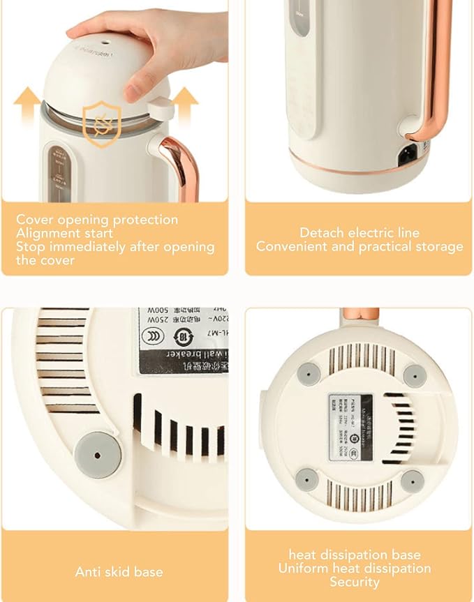 Yctze Soy Milk Maker Soy Milk Maker Automatic High Speed Blender Creamy White Multifunctional Nut Milk Maker for Home Restaurant US Plug 110V