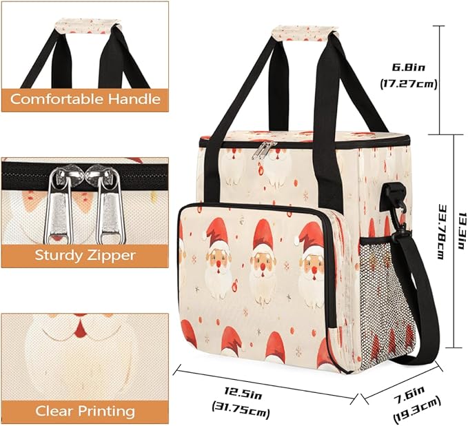 Christmas (684) Coffee Maker Carring Bag Travel Carrying Storage Tote Bag Compatible with Keurig K-Mini or K-Mini Plus Portable Single Serve Coffee Brewer Case with Pockets for K-cup Pods