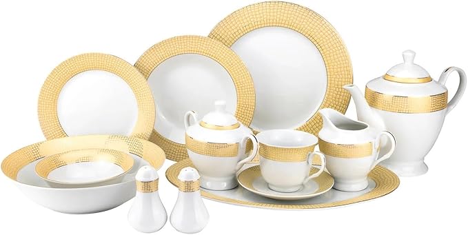 Euro Porcelain 57-pc Banquet Dinnerware Set Luxury Porcelain Tableware Service for 8 (1950G)