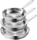 Redchef Stainless Steel Frying Pan Set Induction Kitchen Cookware Set Non-Toxic Uncoated Skillets for Searing &amp Cooking Oven Safe Stainless Steel Cookware Set 3-Piece (8 9.5 11)