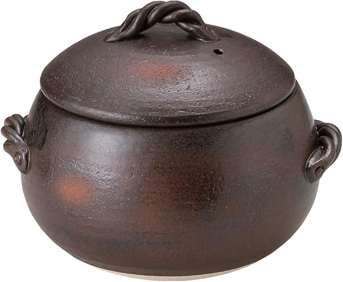 Yamashita Crafts 15034110 Rice Pot Ceramic Diameter 9.4 x 10.6 x 8.7 inches (24 x 27 x 22 cm) Body 5.5 inches (14 cm) Black Round Rice Pot 7 Cups