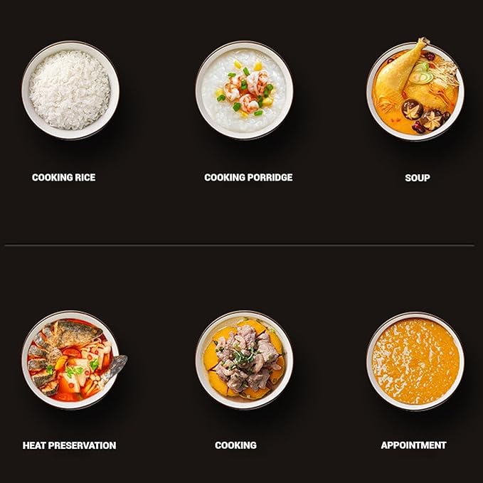 Smart Rice Cooker 4L Slow Cooker and Steame with 8 Cooking Functions 12-Hour Smart Appointment and LED Display