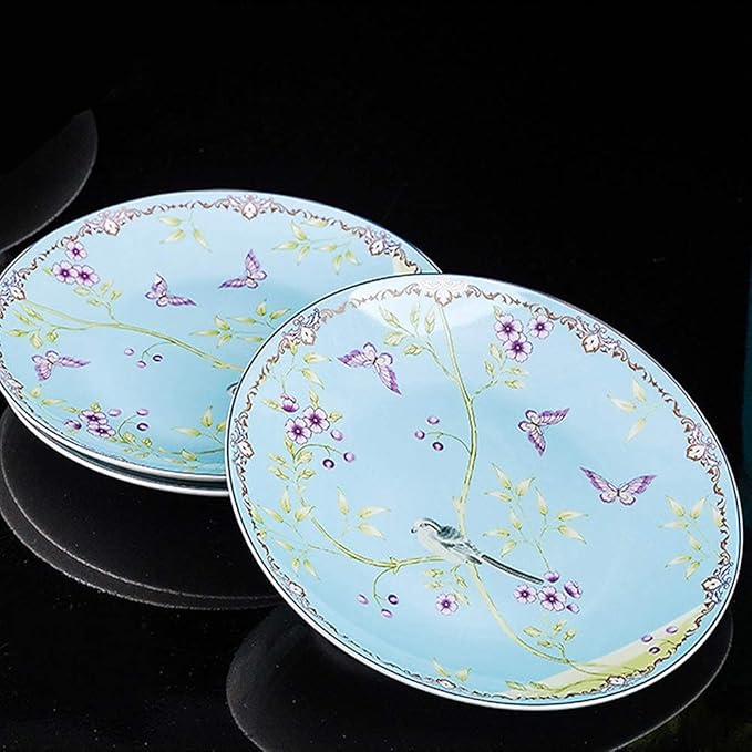 65 pcs Dinnerware Set Serves for 10 People Line Drawing Decoration Bone China Tableware SetPremium Quality Porcelain Dishes/Plate/BowlDishwasher &amp Microwave SafeBlue (60pcs Serves for 10)
