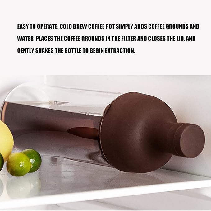 Cold Brew Coffee Maker 1000Ml Double Layer Glass with Stainless Steel Filter Cold Brew Coffee Pot for Home
