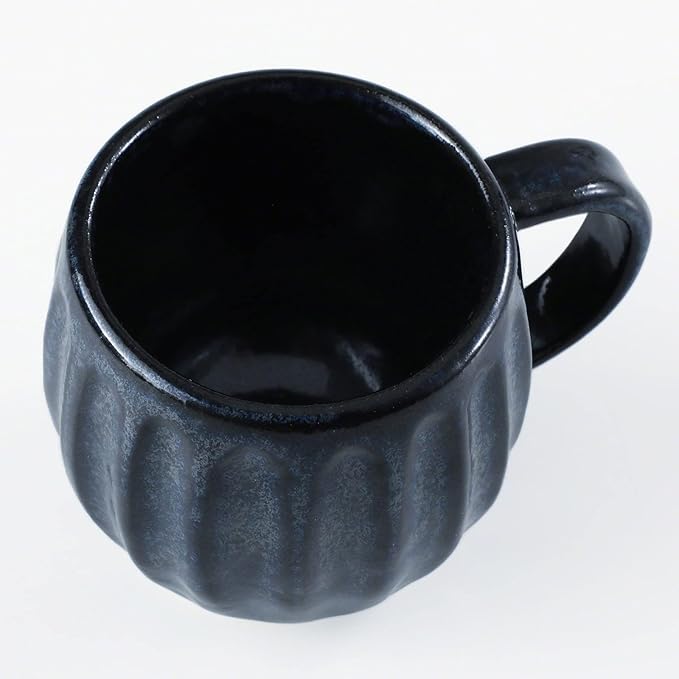 Asayu Japan Ceramic Coffee Pour Over Maker Set in Dark Navy Blue Slow Brewing Paper Filter Holder and Dripper with 3 Holes for Coffee and Tea - Accessory Ceramic Mug