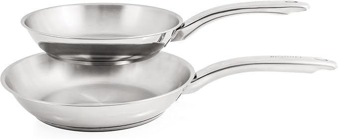BergHOFF Belly Shape 18/10 Stainless Steel 12Pc Cookware Set Metal Lids Fast Evenly Heat Induction Cooktop Ready
