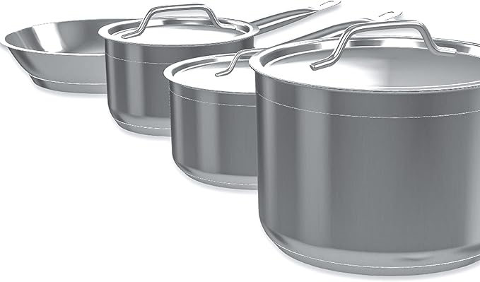 Stainless Steel Cookware Set Induction Ready Pots And Pans Set With 9.5 Fry Pan 2 Qt 4.5 Qt &amp 6.75 Qt Saucepans With Lids Stainless Steel Pot Set (7 Piece)