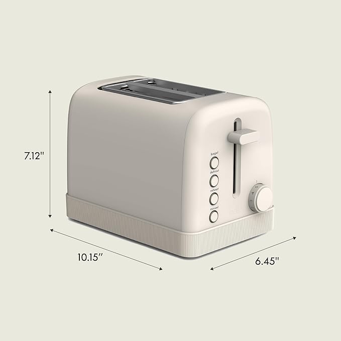 bella 2 Slice Toaster 6 Setting Shade Control w Reheat Cancel Bagel &amp Defrost Buttons Removable Crumb Tray Anti Jam &amp Auto Shutoff Auto Centering Guides &amp Cord Wrap 900 Watt Oatmil
