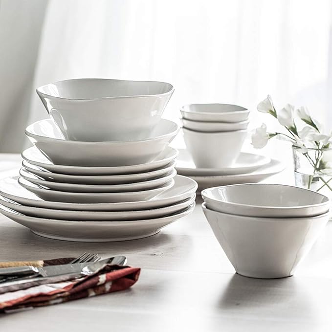 Ceramics Dinner Sets Bowl/Dish/Spoon|24 Pieces Dinnerware Nordic Style White Porcelain Combination Set - Family Party Kitchen Restaurant