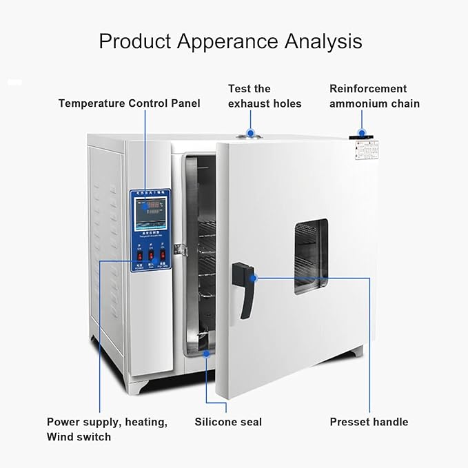 16L Vacuum Drying Oven Digital Display Constant Temperature Forced Air Convection Ideal for Electronic Components &amp Dried Seeds - Precision Drying Solution