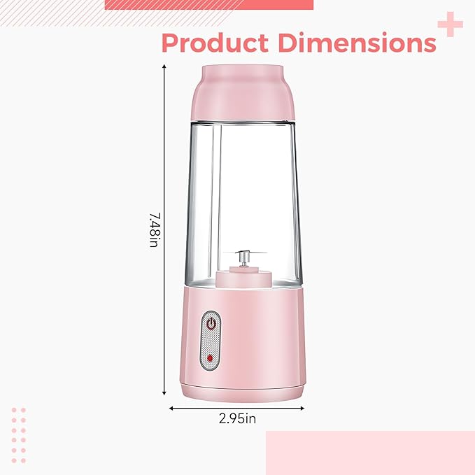 Juice Blender with USB Recharge 10.14 Fl Oz / 300 Ml Color 1200 Mah Battery Transparent Pc Material Easy One-Touch Use Ideal for Home and On-The-Go