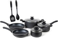 Oster Ashford 10 Piece Aluminum Nonstick Cookware Set in Black - MEGA-73076.10