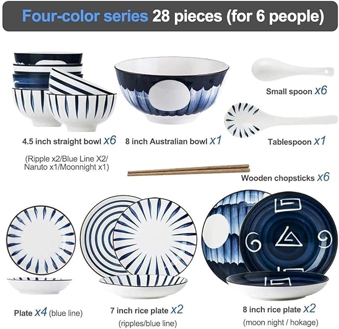 Dinnerware Sets Porcelain 48-Piece Including Bowl Set/Dessert Plates/Soup Plates/Dinner Plates/Saucers Dinner Plates Service For 8