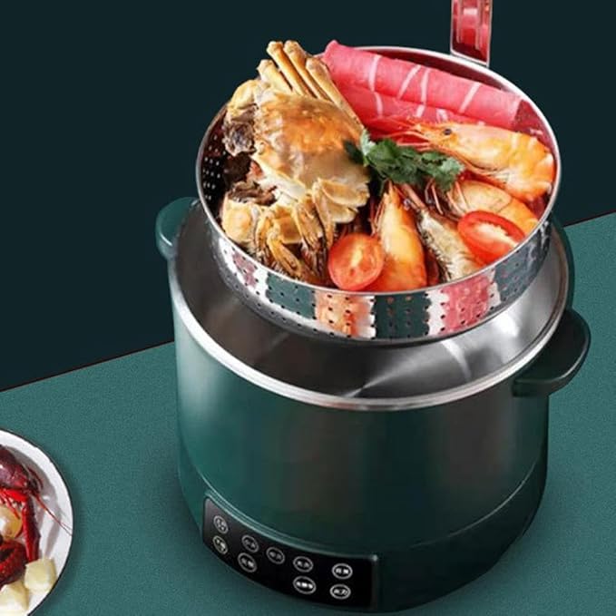 3 L Lifting Sugar Removal Rice CookerMultifunction 5 Speed Adjustable Hot Pot Non-Stick Pan&amp Rice Soup Separate ElectricWith Steamer BasketRapid Heating For Family Use (Green)
