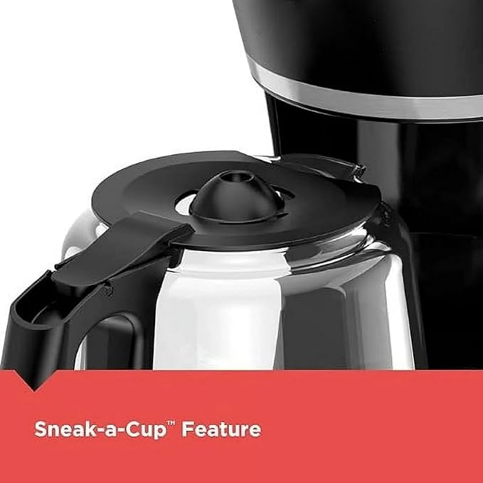 12-Cup Programmable Coffee Maker with Glass Carafe Strength Selector Mid-Brew Access Auto Shut-Off and Keep Warm Function Black